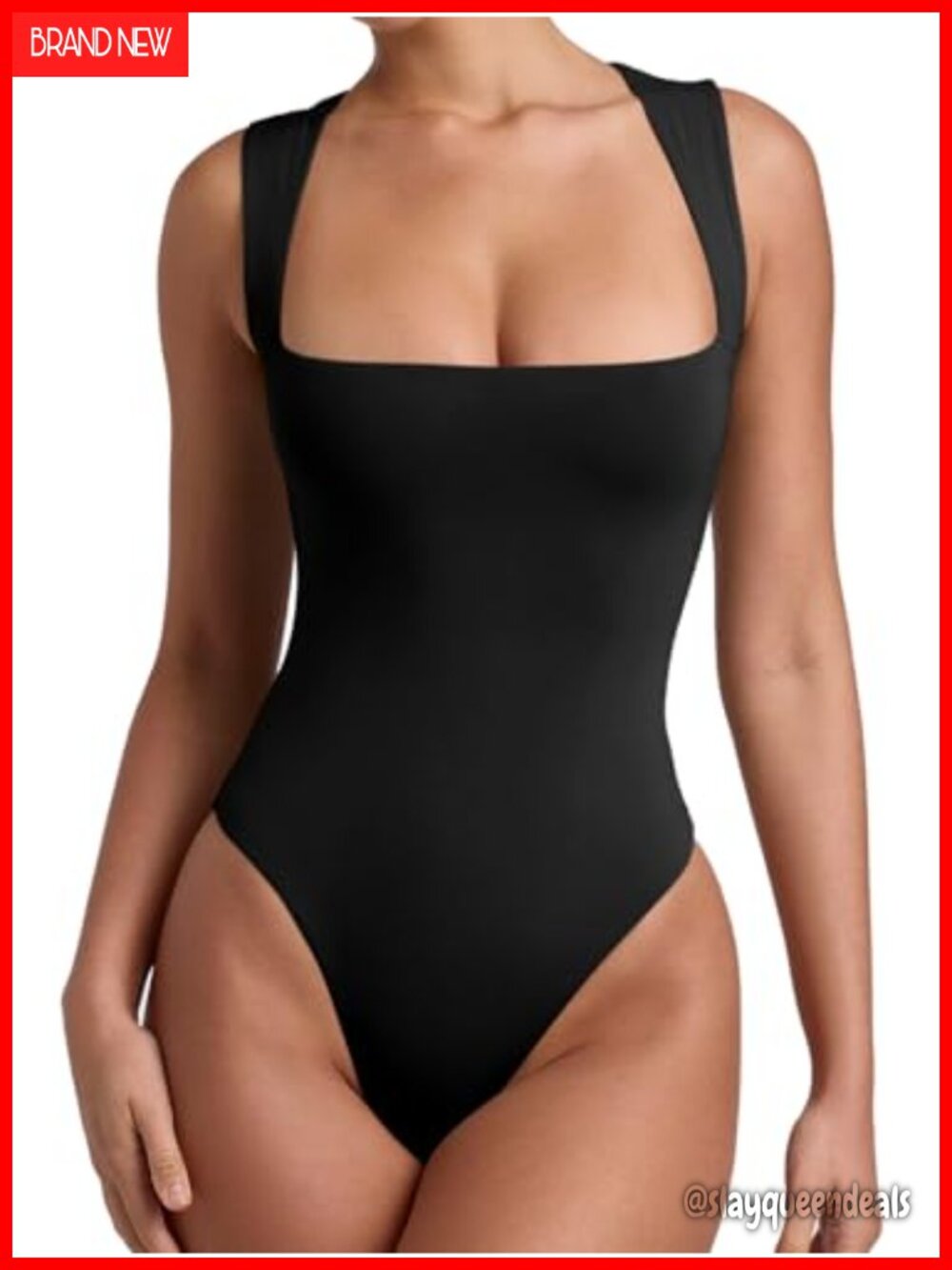 Women's Square Neck Sleeveless Double Lined Bodysuit Tank Top
